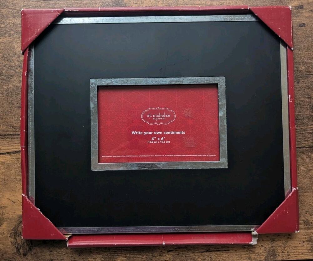 St. Nicholas Square Black Silver Galvanized 4x6 Photo Picture Frame Chalkboard